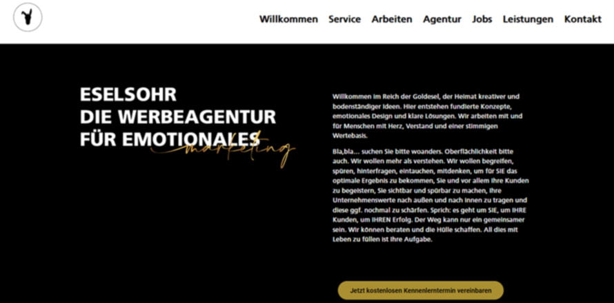 Screenshot der Website agentur-eselsohr.de